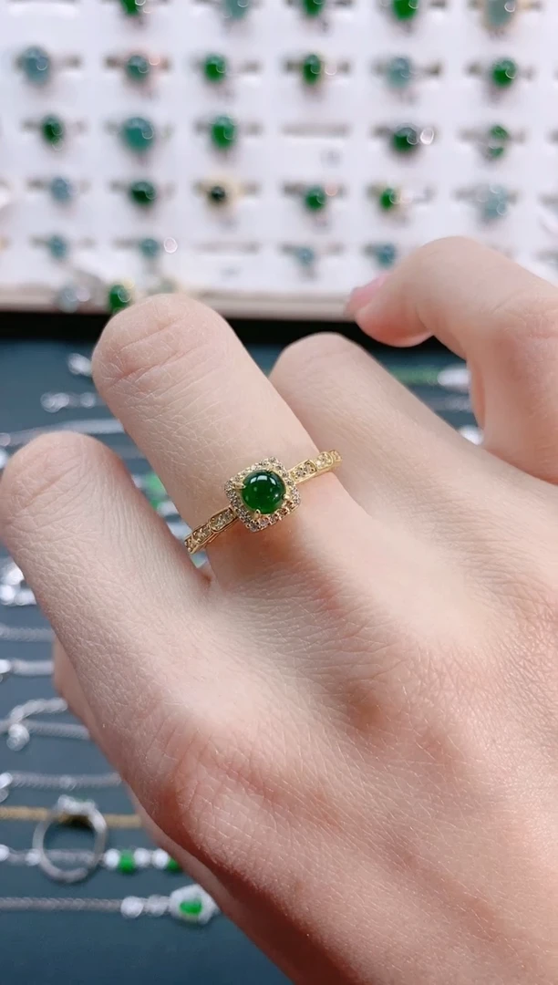 【闪购商品】翡翠戒指银S925镶嵌天然翡翠