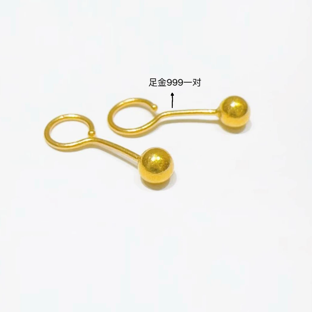 【老王黄金】足金999泡泡耳朵时尚百搭小众CAZ060