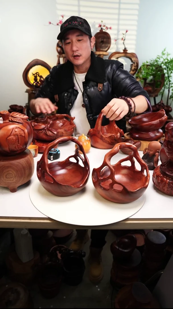 木香樟木摆件/小提篮