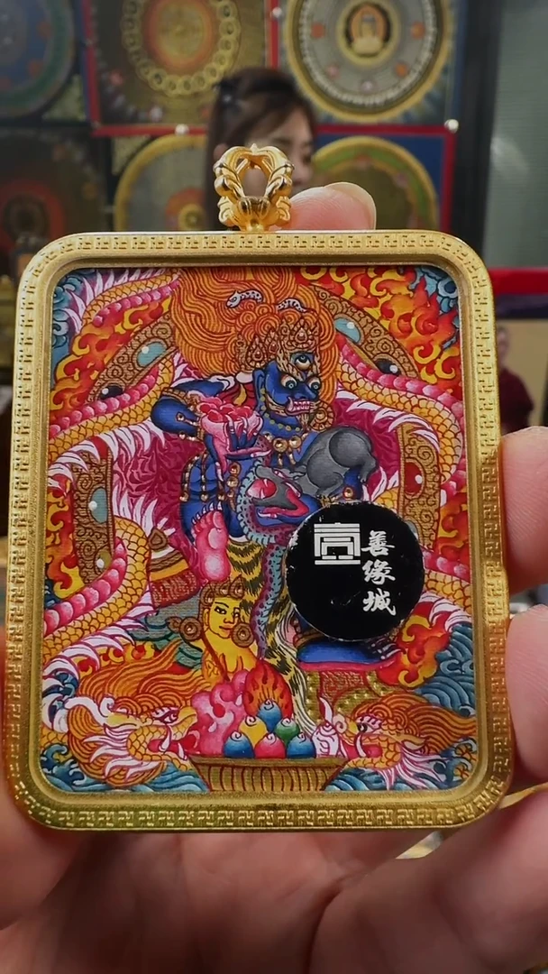 吊坠壹善缘城手绘唐卡黑C