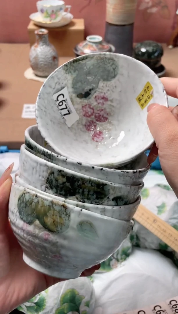 瓷片雪花釉米饭碗五个装