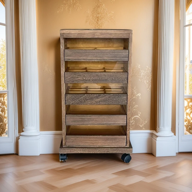 实木复古色牙科柜多层新中式储藏移动多功能收纳柜1163