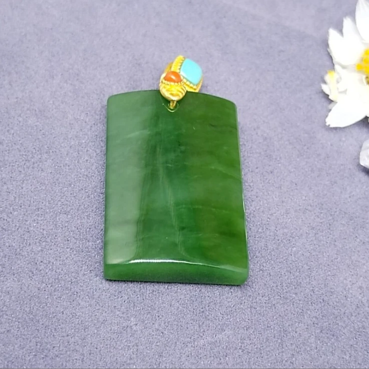 小艾严选+碧玉吊坠-菱形南红弧面无事牌