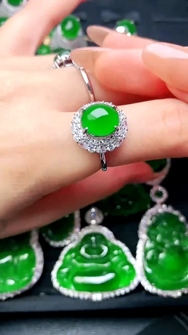 【闪购商品】翡翠戒指银S925镶嵌女戒