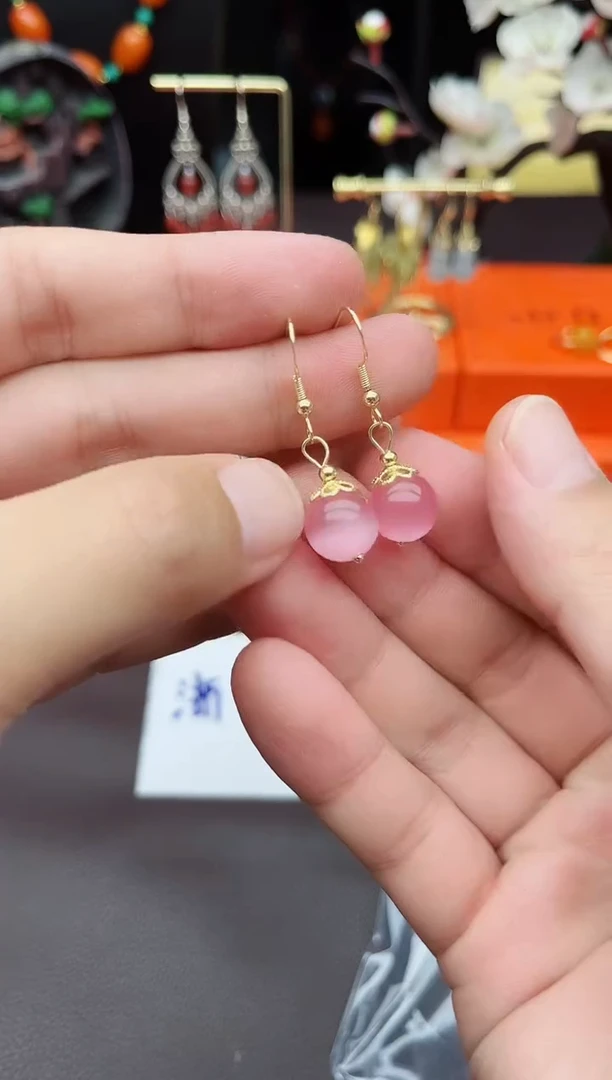 玛瑙/玉髓耳饰银S925镶嵌301000