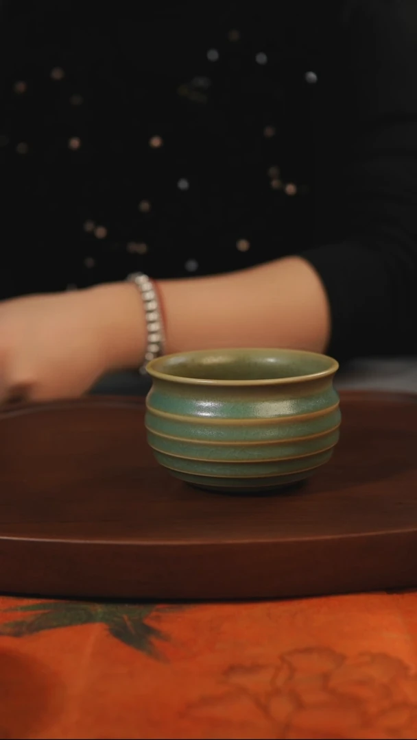 杯子劉**月玄纹 柴烧全品一级 汝州原产地原矿仿古老釉