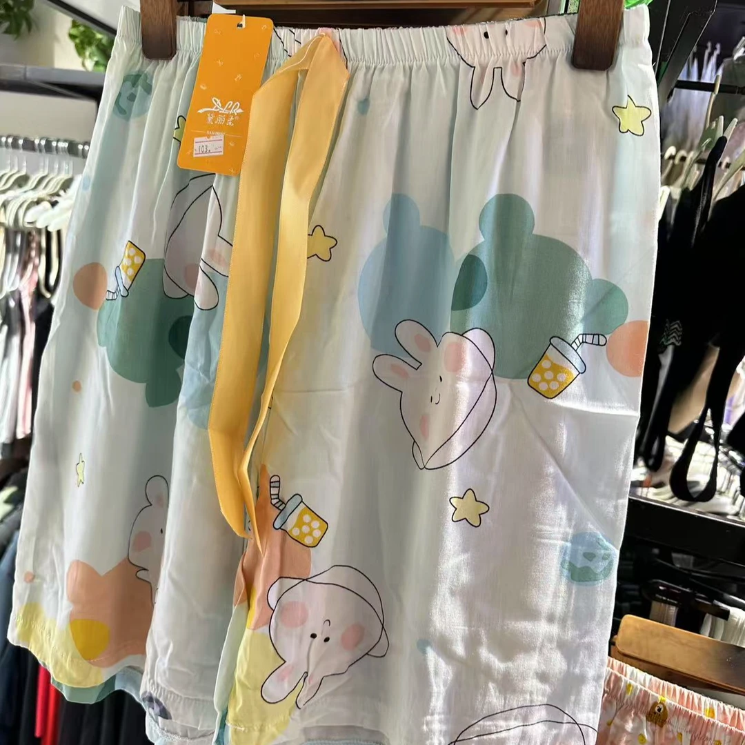 【启点甄选】111夏季女士棉绸睡裤薄款短裤宽松休闲可外穿裤三分裤