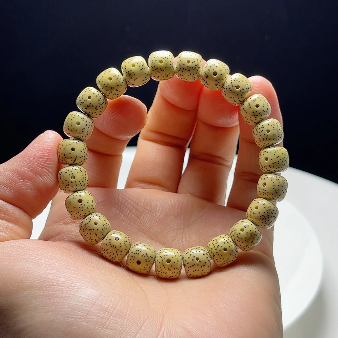 海南散星原生态奶油黄单圈星月菩提海南星月菩提手串