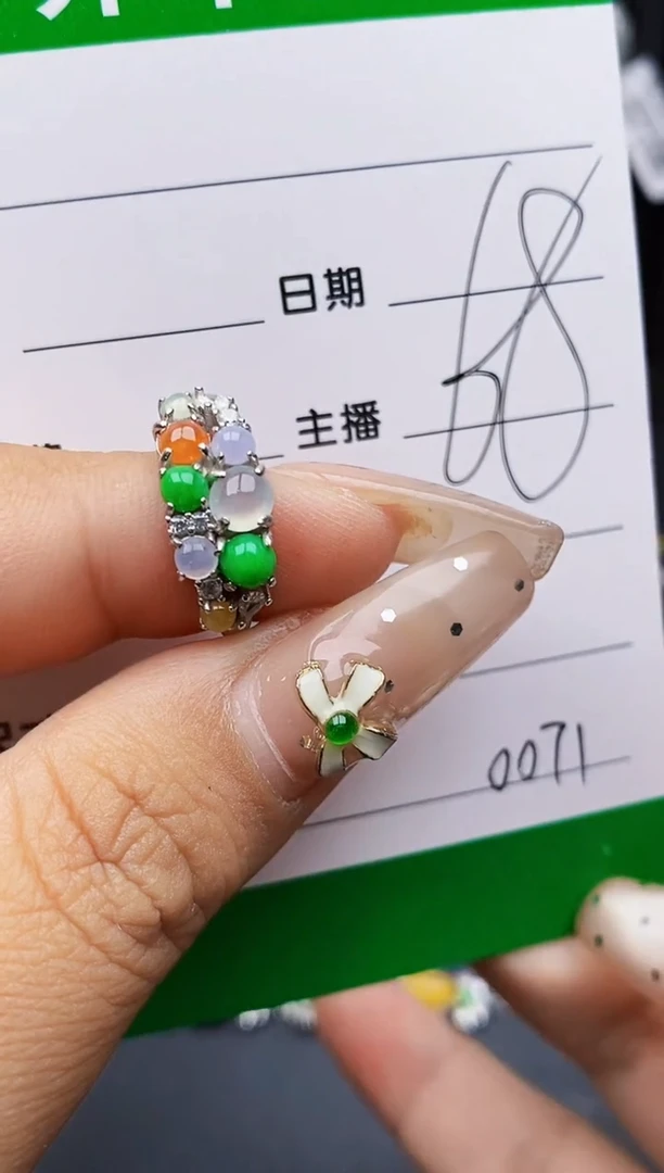翡翠戒指银S925镶嵌0071
