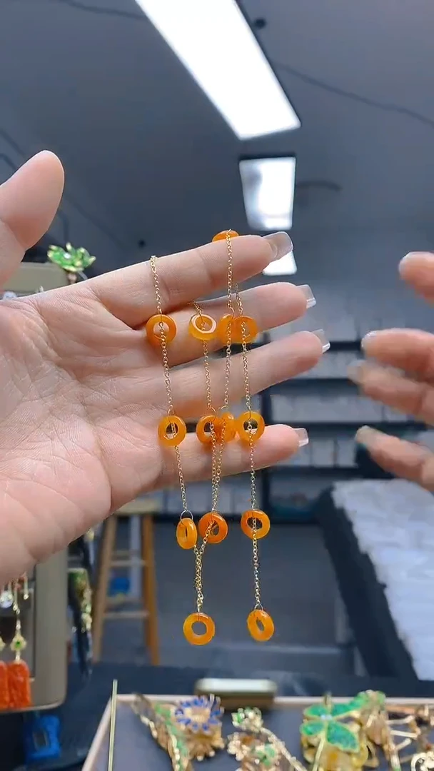 【闪购商品】翡翠耳饰合金75翡翠锁骨链