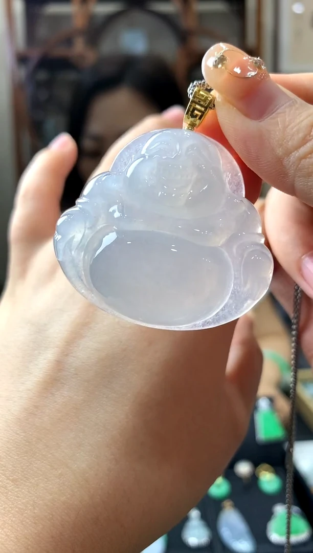 翡翠18K金镶嵌吊坠(不含链)挂件