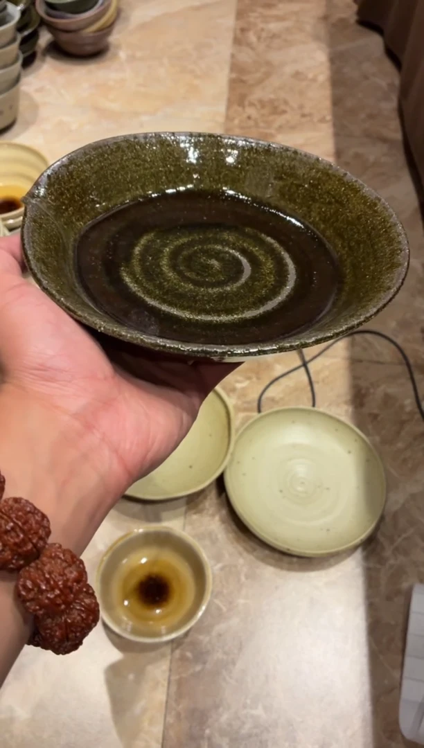 瓷片8寸手工玻化冰种盘  福利款