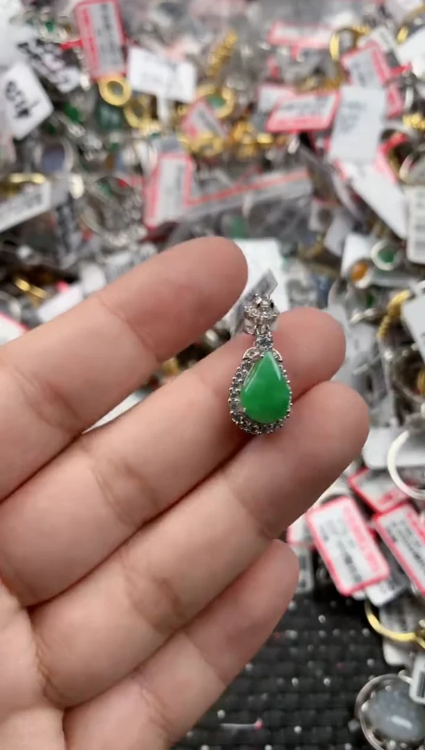 银S925镶嵌戒指翡翠333   7