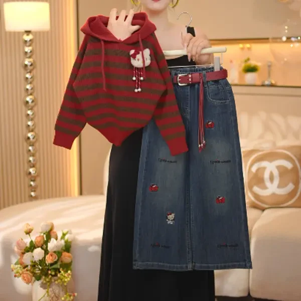 女童国风薄款套装夏季新中式T恤裙裤时髦中大童2025新款