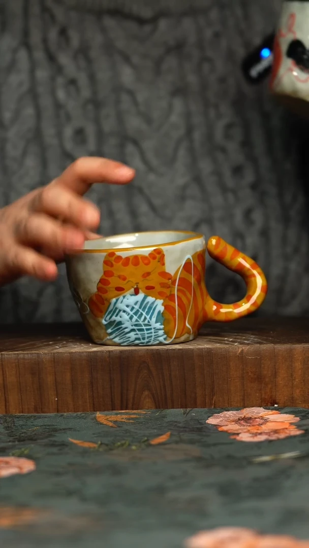 杯釉下彩手工手绘同款陶器