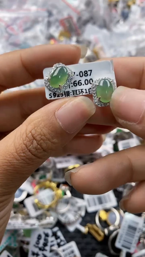 银S925镶嵌戒指翡翠8888----9