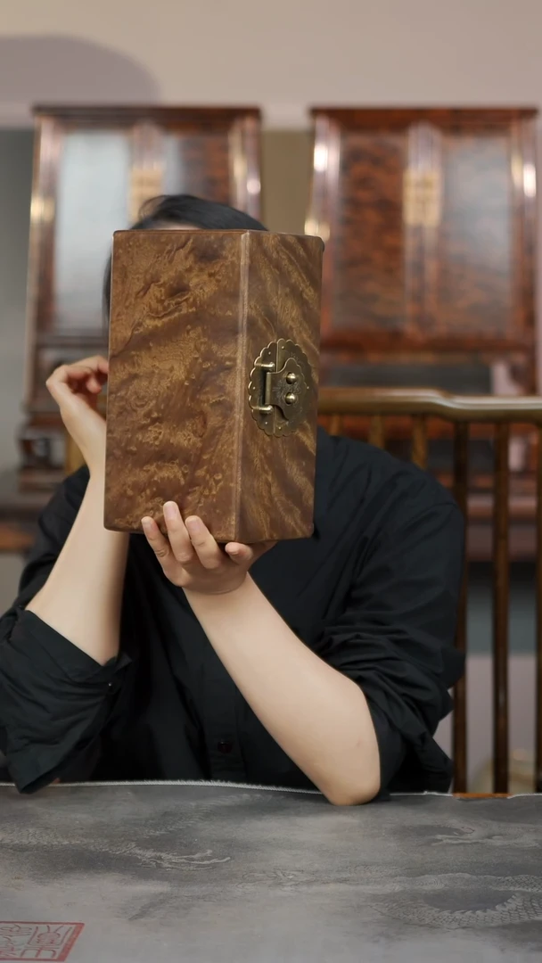 金丝楠云彩水波精工金玉满堂一木一器收纳盒