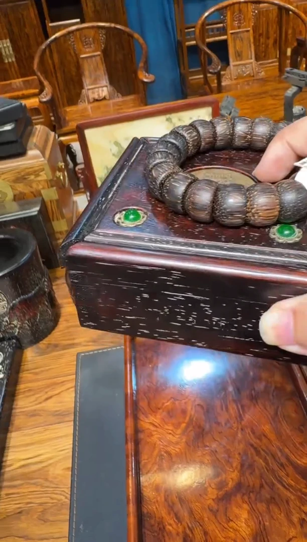 木碗珠单圈带紫檀盒两件套
