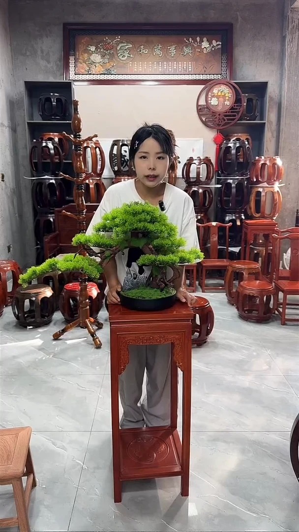 花梨木类家具花梨色80高鱼福花架一对