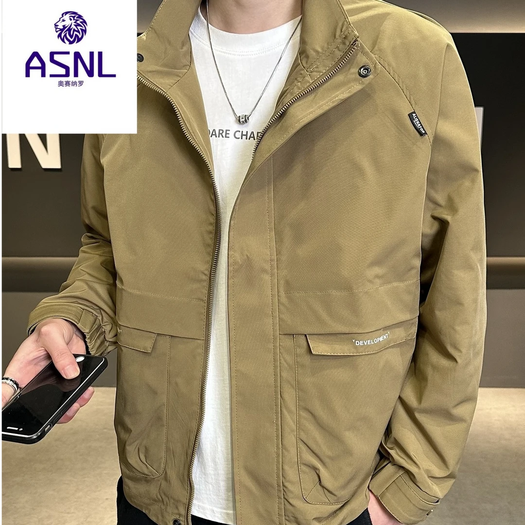 奥赛纳罗立领工装夹克男士秋季外套2025新款痞帅百搭春秋款上衣男