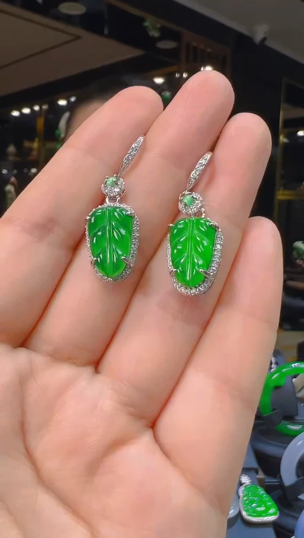 翡翠银S925镶嵌耳饰043（多样性发其一）