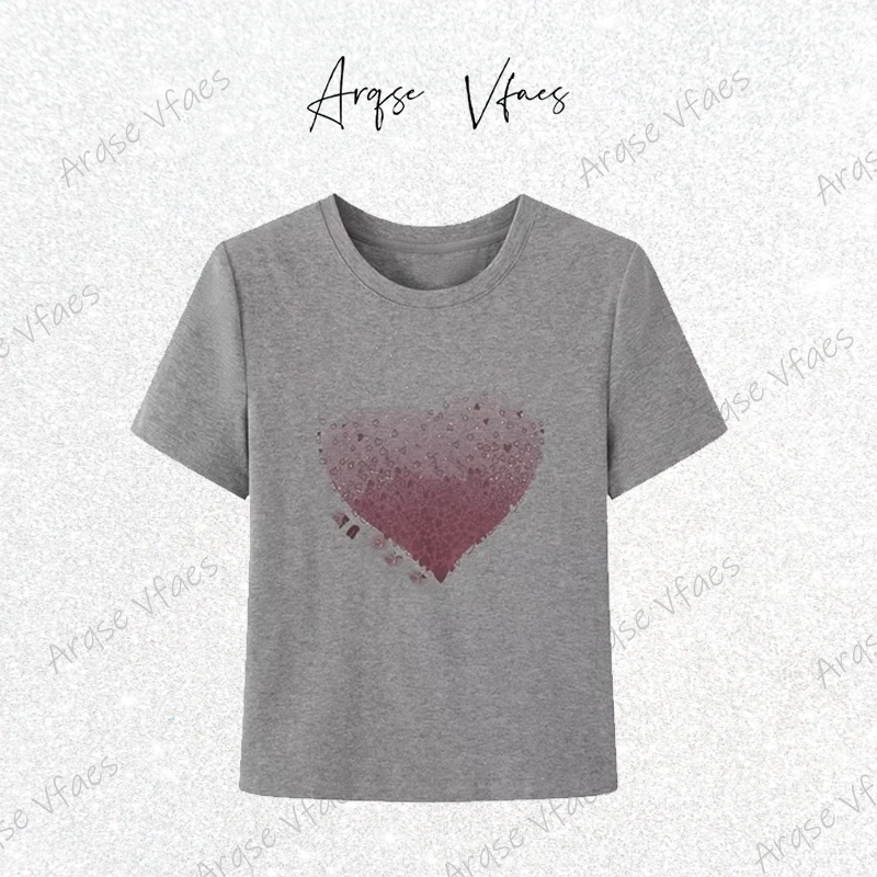 迪家同款2025夏新款烫钻常规款修身圆领短袖T恤百搭上衣女Y562638