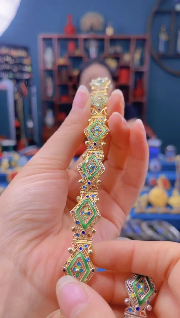 非遗技艺 花丝烧蓝手牌 镀金版