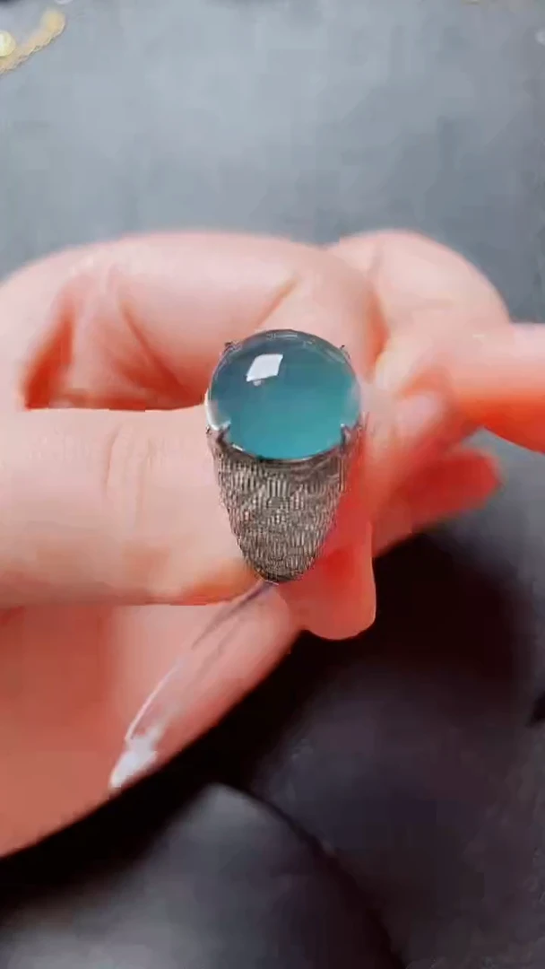 翡翠戒指银S925镶嵌1111