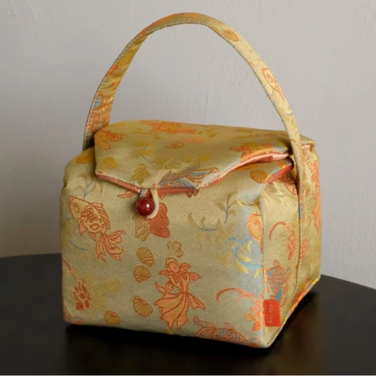 【悦生活】金鱼水藻-黄绿色 织锦一壶两杯（慢蓝S0933）