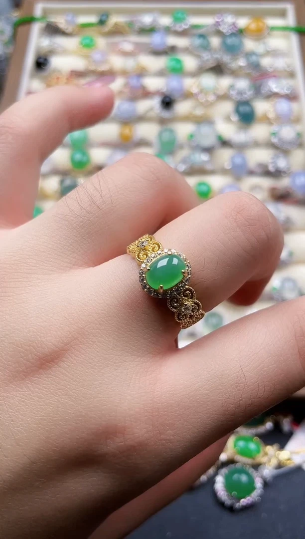 银S925镶嵌戒指翡翠75