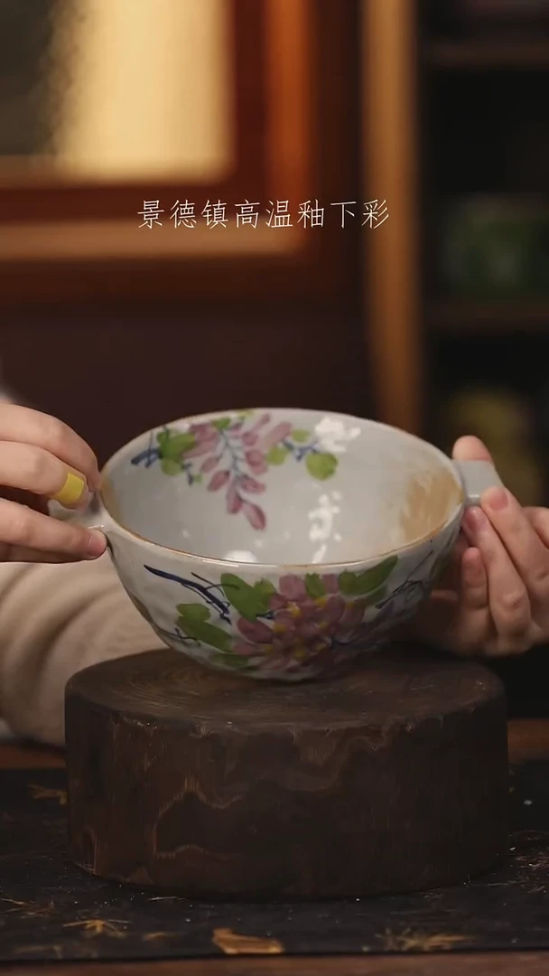 陶瓷景德镇高温釉下手绘陶瓷@L105@