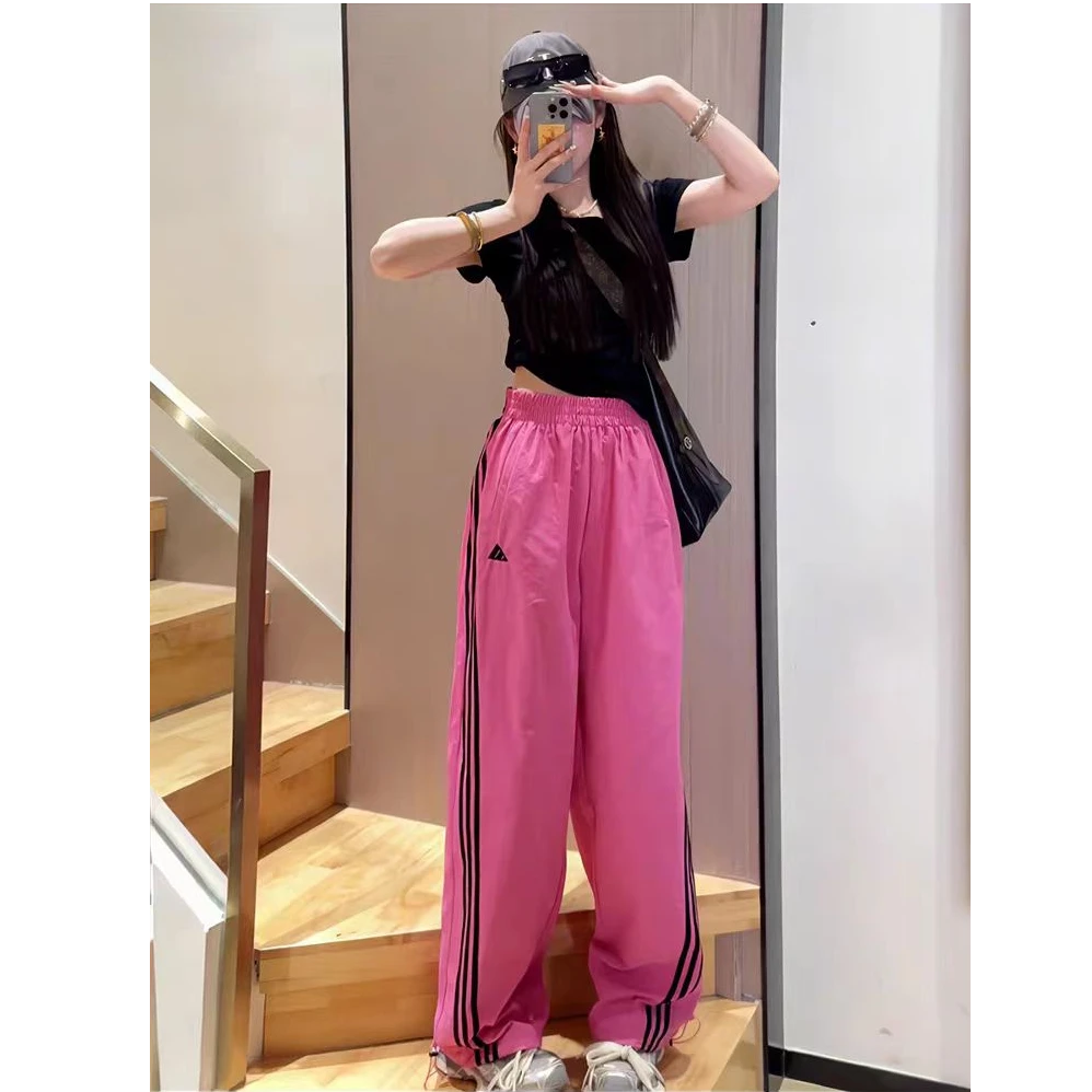 新款美式三条杆运动风速干锦纶阔腿工装裤裤子（一裤俩穿）