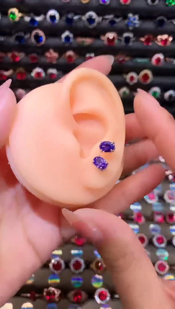 【闪购商品】水晶耳饰银S925镶嵌高温优化合成处理