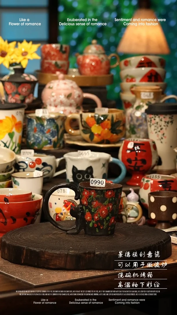 陶瓷景德镇高温釉下彩手工手绘款式@A0990@