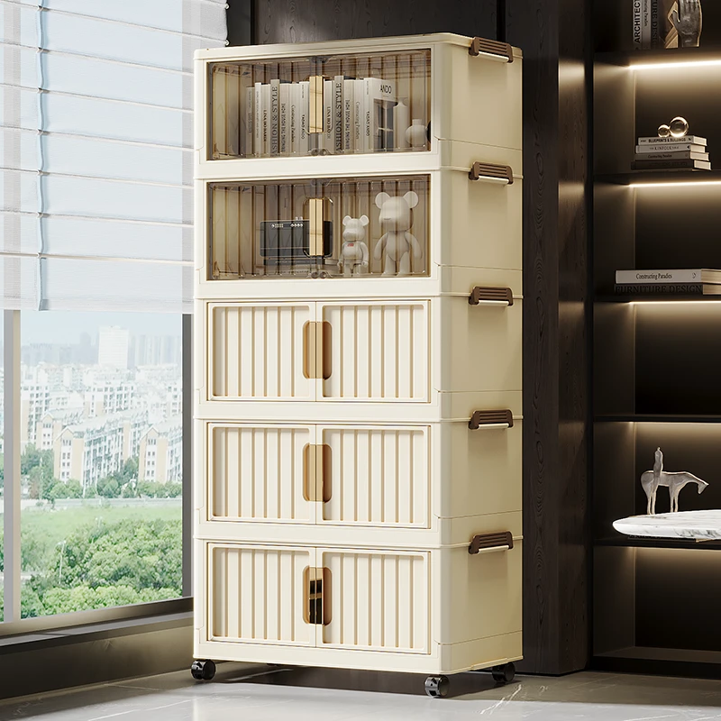 （拍四发五）内嵌50CM宽D1双开门收纳柜折叠式储物箱多功能多层书柜