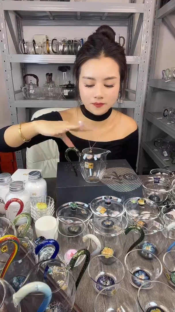 手工艺品玻璃禾器 怡然公道杯黑金 普通盒