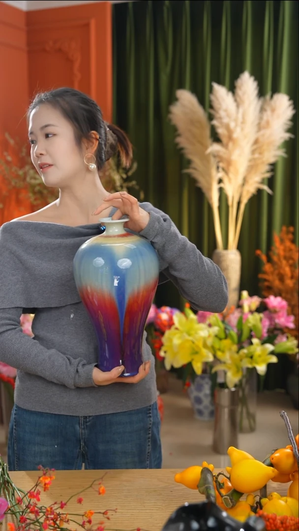 陶瓷花瓶 【高温窑变釉 梅瓶】