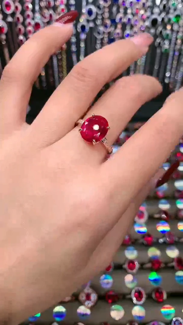 【闪购商品】红宝石戒指银S925镶嵌10.12玫瑰金