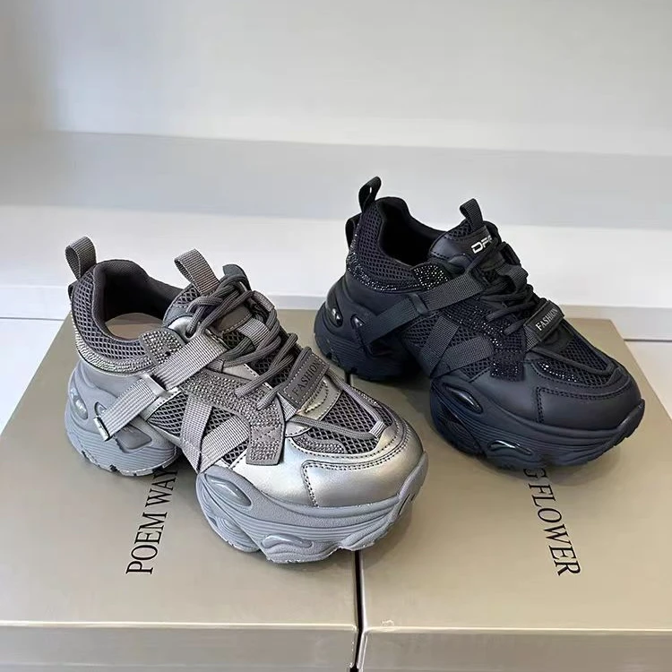 诗路花语潮老爹鞋2024冬季新厚底显瘦增高休闲运动鞋皮鞋