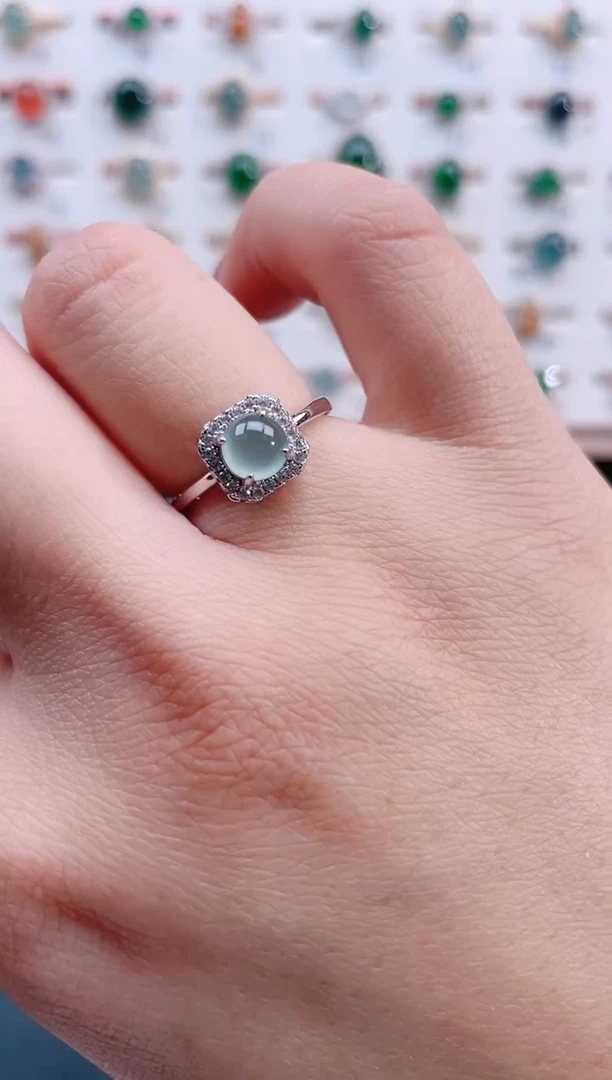 银S925镶嵌戒指翡翠天然翡翠