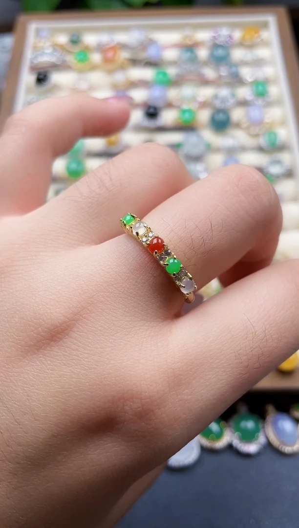 银S925镶嵌戒指翡翠9