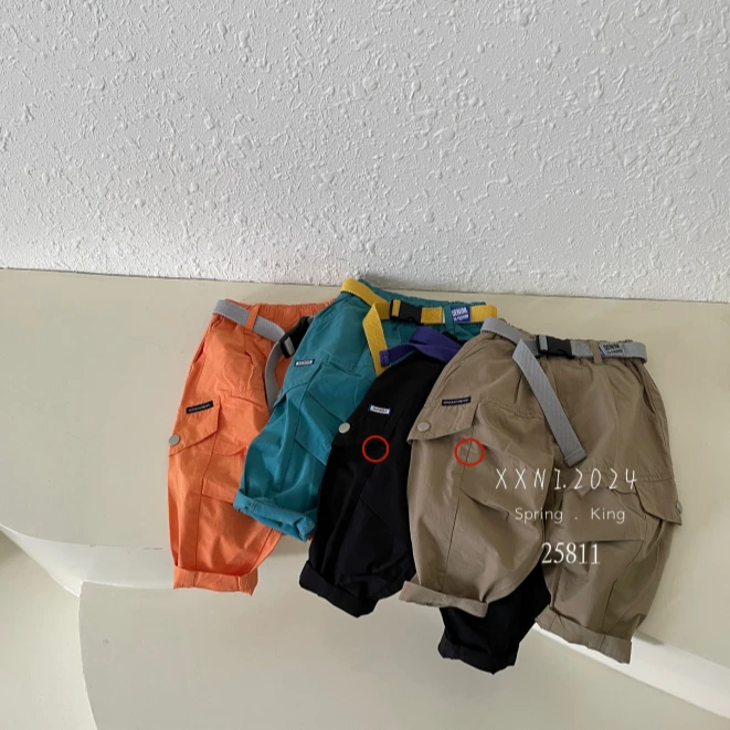 小熊妮男童春季新款工装裤百搭休闲裤 25811 黑色