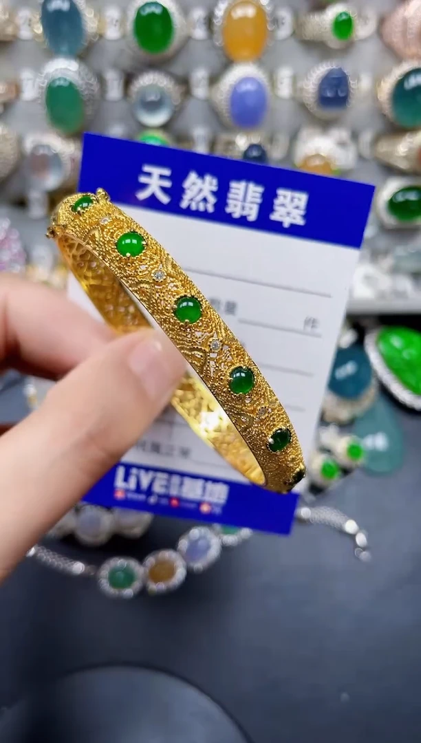 银S925镶嵌手镯翡翠467