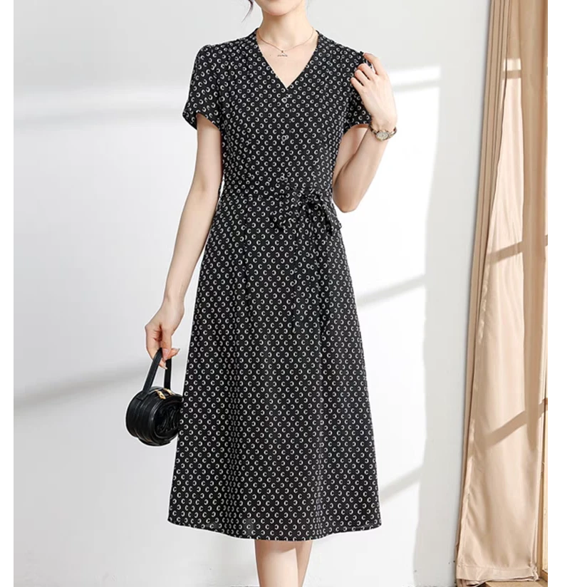 燕妮雅姿新款时尚轻薄收腰显瘦气质女款时尚女装连衣裙L715