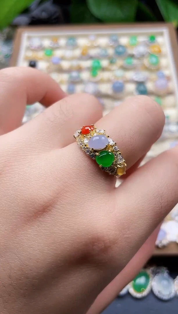 银S925镶嵌戒指翡翠227