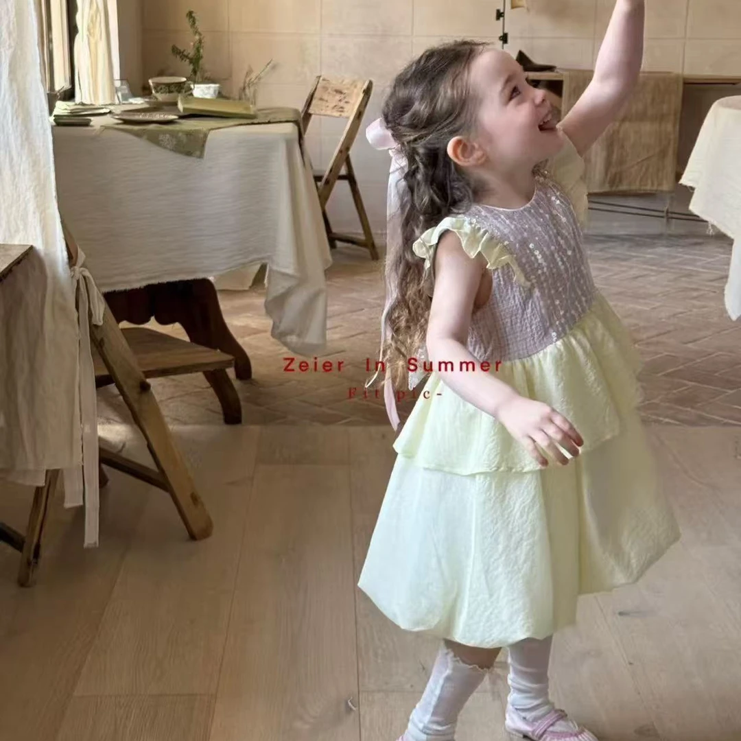 Alice *112*Zeier女童夏季甜美大蝴蝶结连衣裙