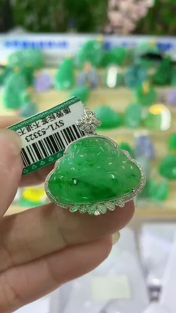 【闪购商品】翡翠颈饰18K金镶嵌挂件