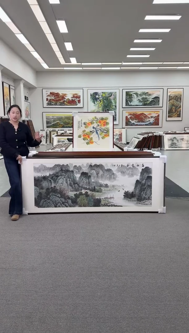 国画手绘  219*88   春山富水