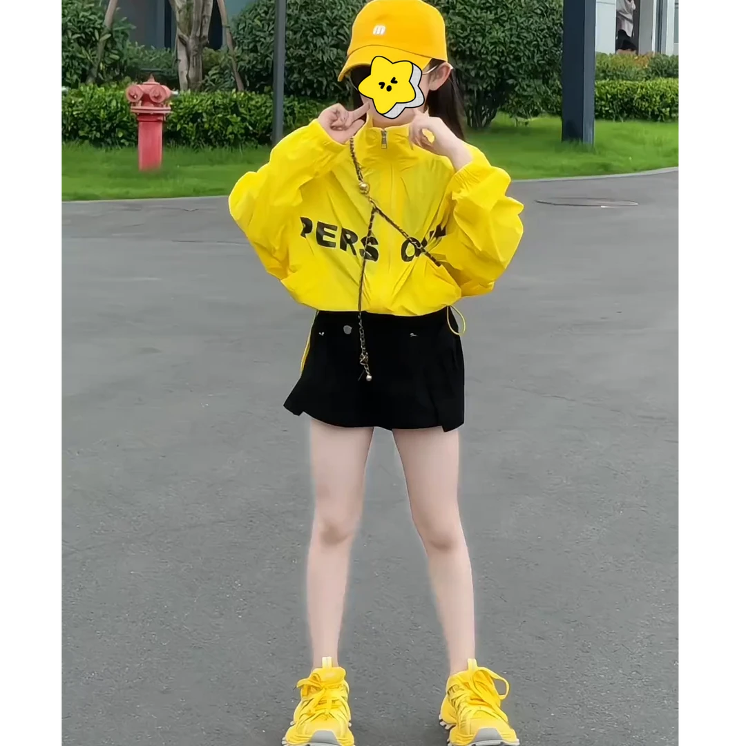 女童夏季2025新款中大童洋气韩版休闲速干防紫外线上衣短裤套装潮