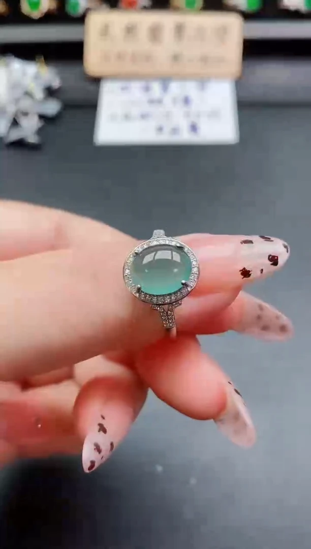 银S925镶嵌戒指翡翠1